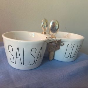 Ciotole Guacamole In Ceramica Mud Pie Salsa & Guac - Set Di Ciotole Per Salsa E Guac, Colore Ciotole Con Cucchiai Legno Argento